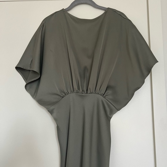 BHLDN Leila Deep-V Flutter-Sleeve Satin A-Line Gown - Picture 10 of 13
